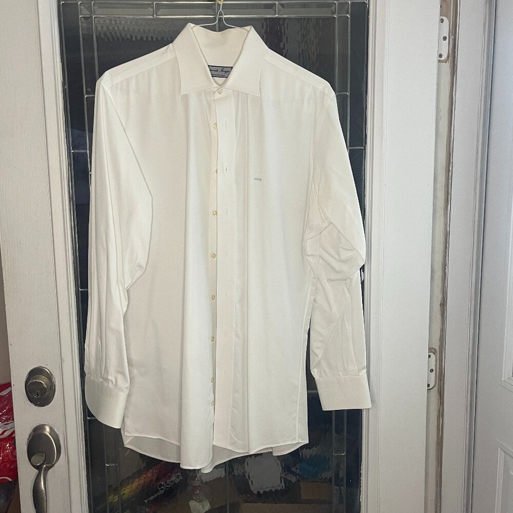 Corporate Image Tailored For Tom James Mens Dress Shirt Made In USA 17.5 Cotton